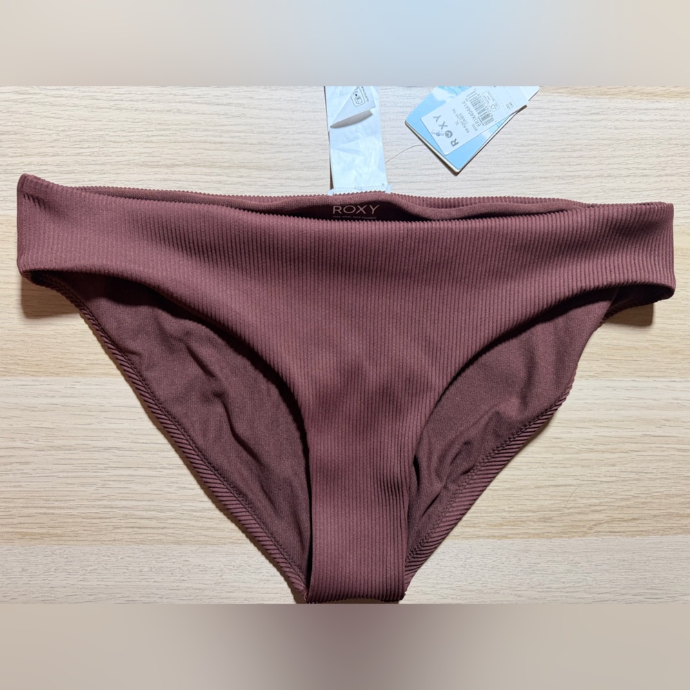 Roxy Rich Chocolate Brown Ribbed Love the Oceana V neck Bikini Set - Picture 7 of 13